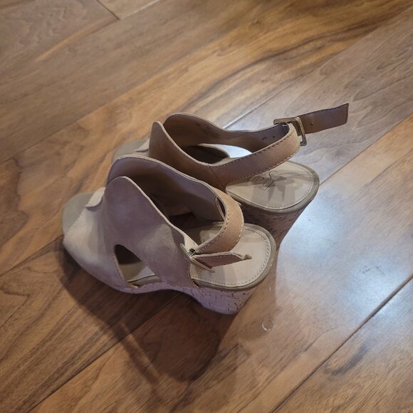 Franco Sarto tan/cream suede wedges - Picture 3 of 3